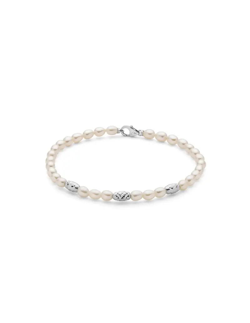 Bracciale MILUNA in argento 925 con pepite di perle ed elementi in argento diamantato PBR3641B
