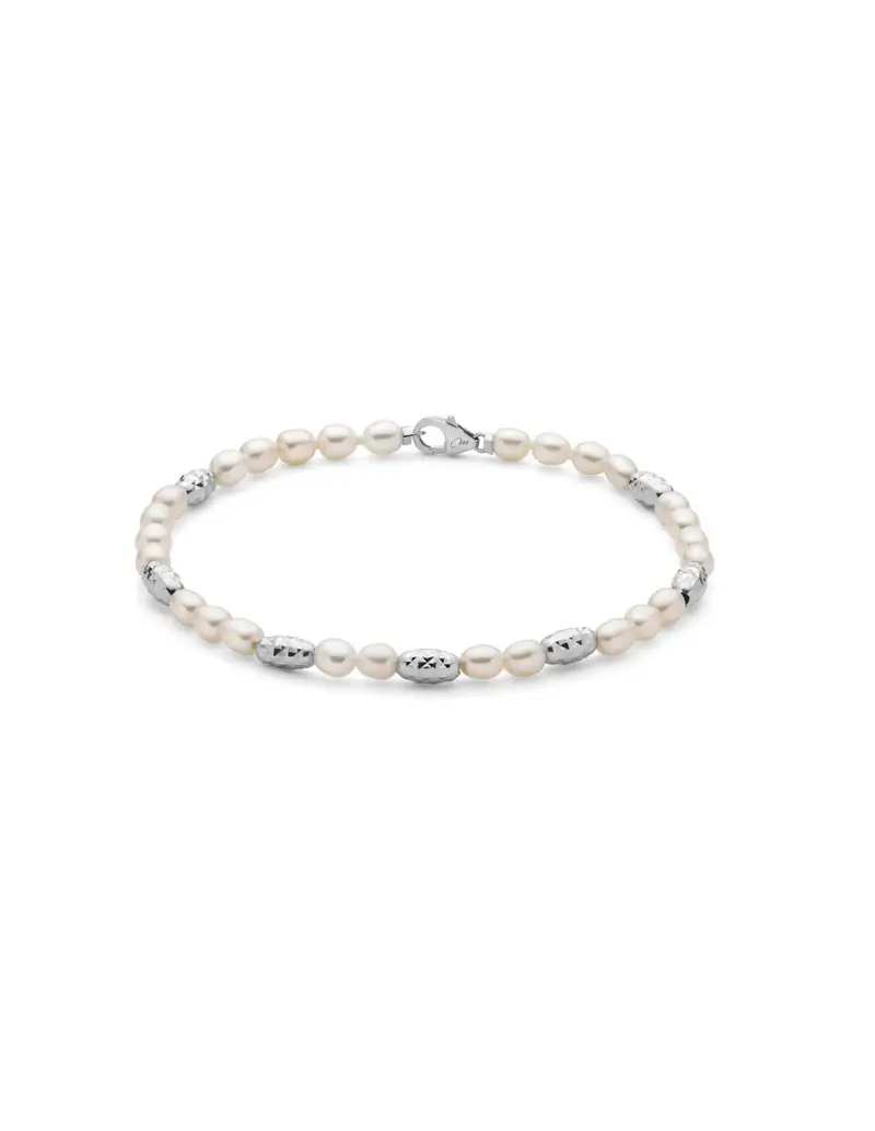 Bracciale MILUNA in argento 925 con pepite di perle ed elementi in argento diamantato PBR3642B