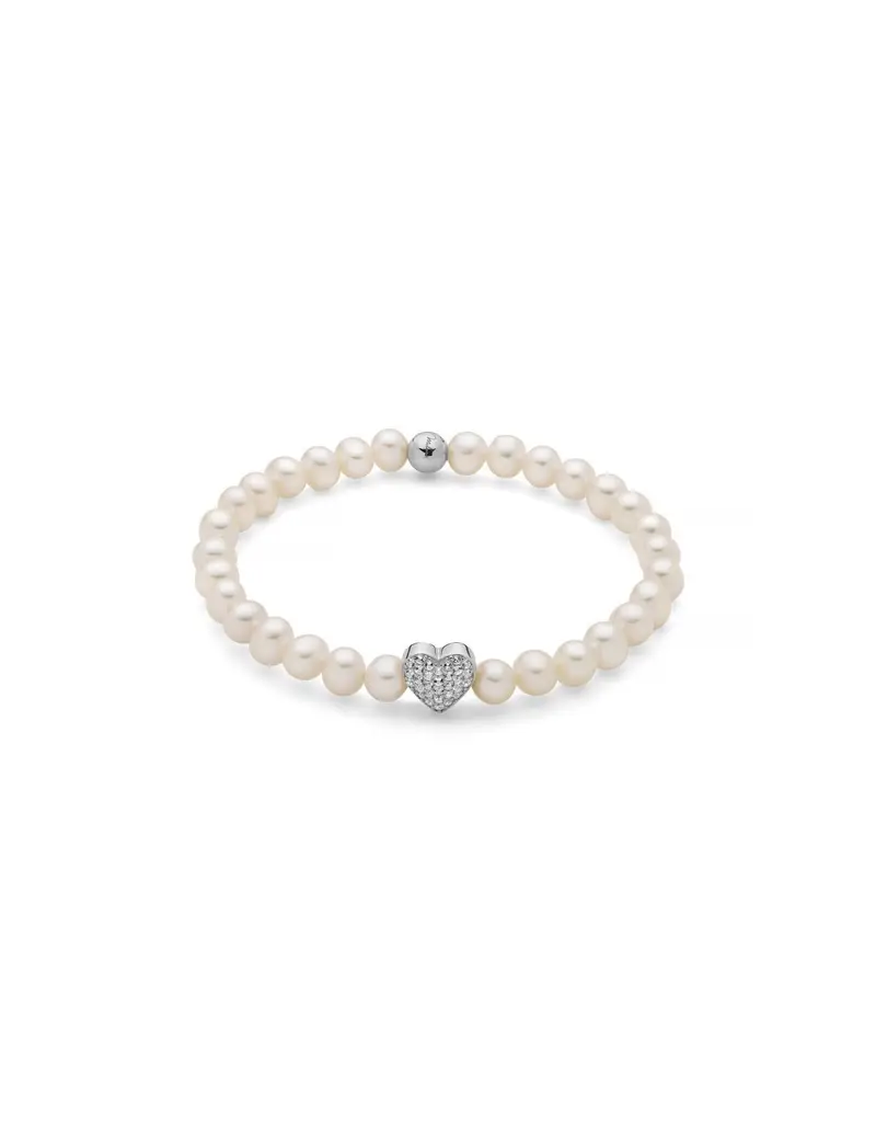 Bracciale MILUNA in argento 925 con perle e centrale cuore con topazi PBR3506-TPZ
