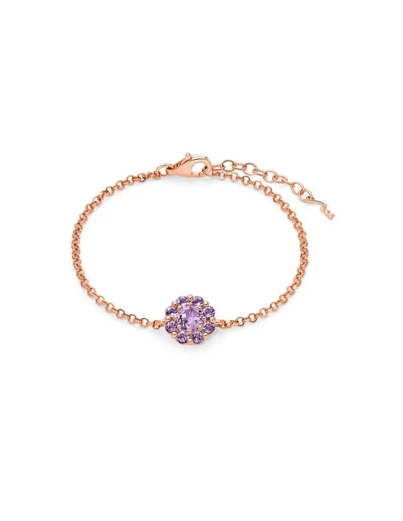 Bracciale MILUNA in argento 925 placcato oro rosa con ametista taglio brillante BRD994