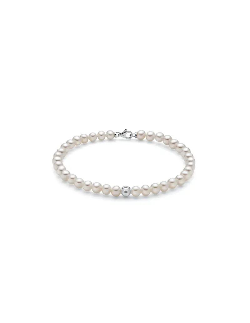 Bracciale MILUNA PBR3368 con perle e 1 sfere boule in oro bianco 18Kt