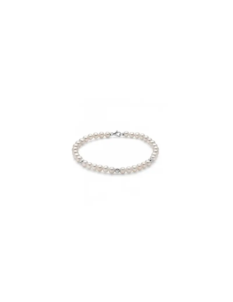 Bracciale MILUNA PBR3370 con perle e 3 sfere boule in oro bianco 18Kt