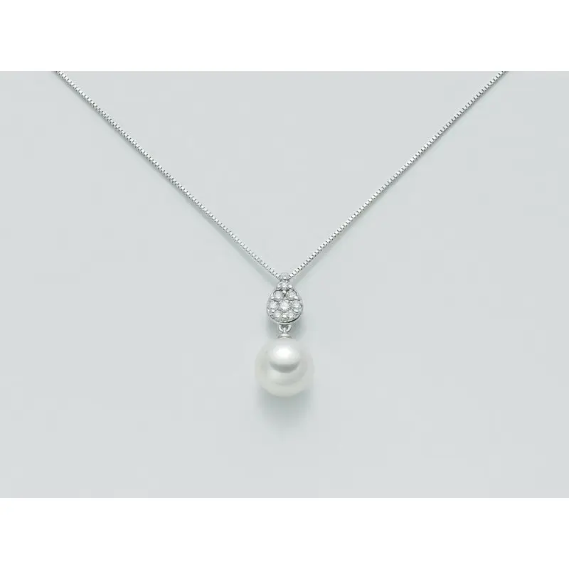 Collana Con Diamanti E Perla Colorata - Miluna