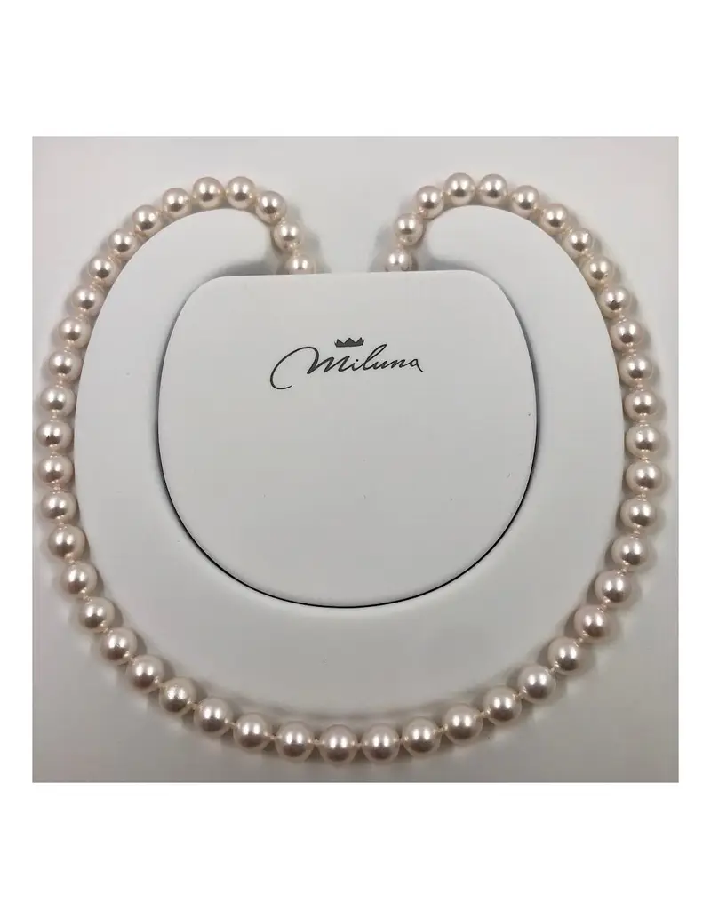 Collana filo di perle MILUNA in oro bianco 18Kt e perle Akoya Ø 7,5-8 1VPS758_43NLB94
