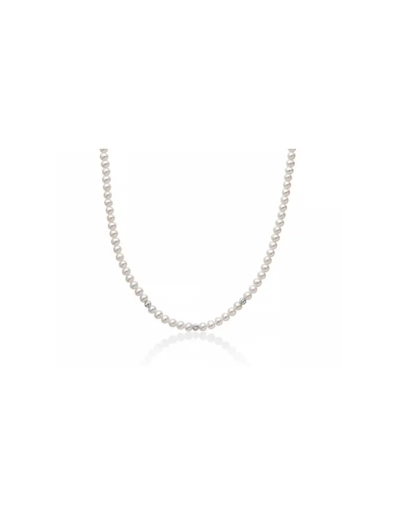 Collana MILUNA filo di perle PCL6317 in oro bianco 18Kt con boule in oro