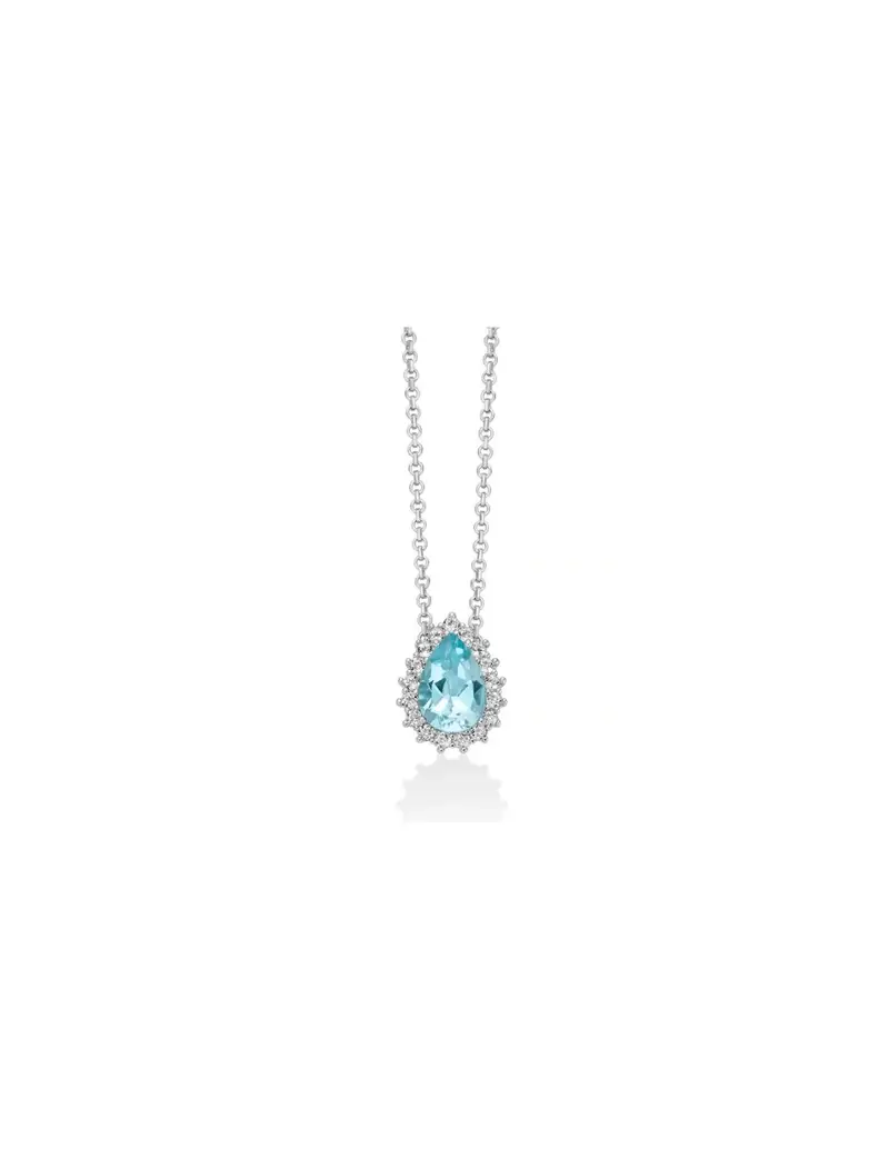 Collana MILUNA in argento 925 con Gemma del Cielo taglio goccia e Topazi bianchi CLD5090