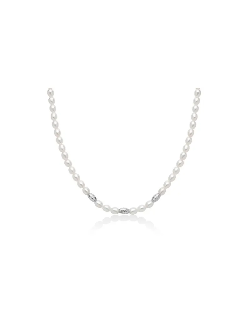Collana MILUNA in argento 925 con pepite di perle ed elementi in argento diamantato PCL6653B