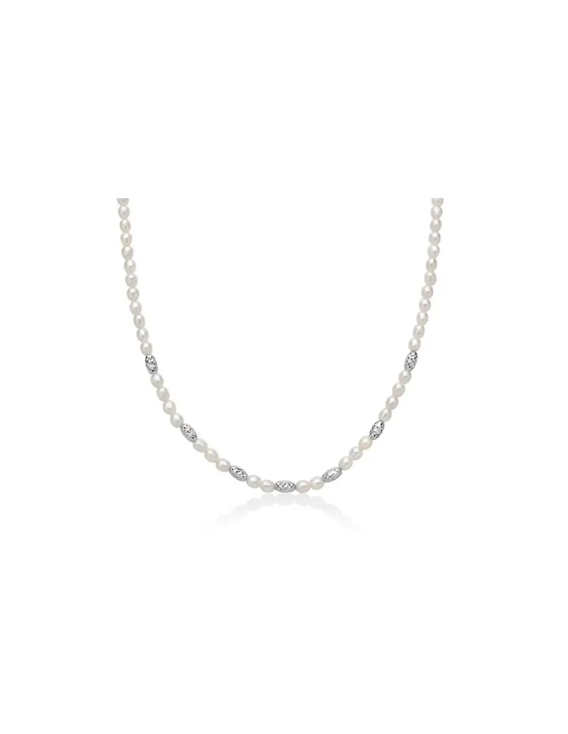 Collana MILUNA in argento 925 con pepite di perle ed elementi in argento diamantato PCL6656B