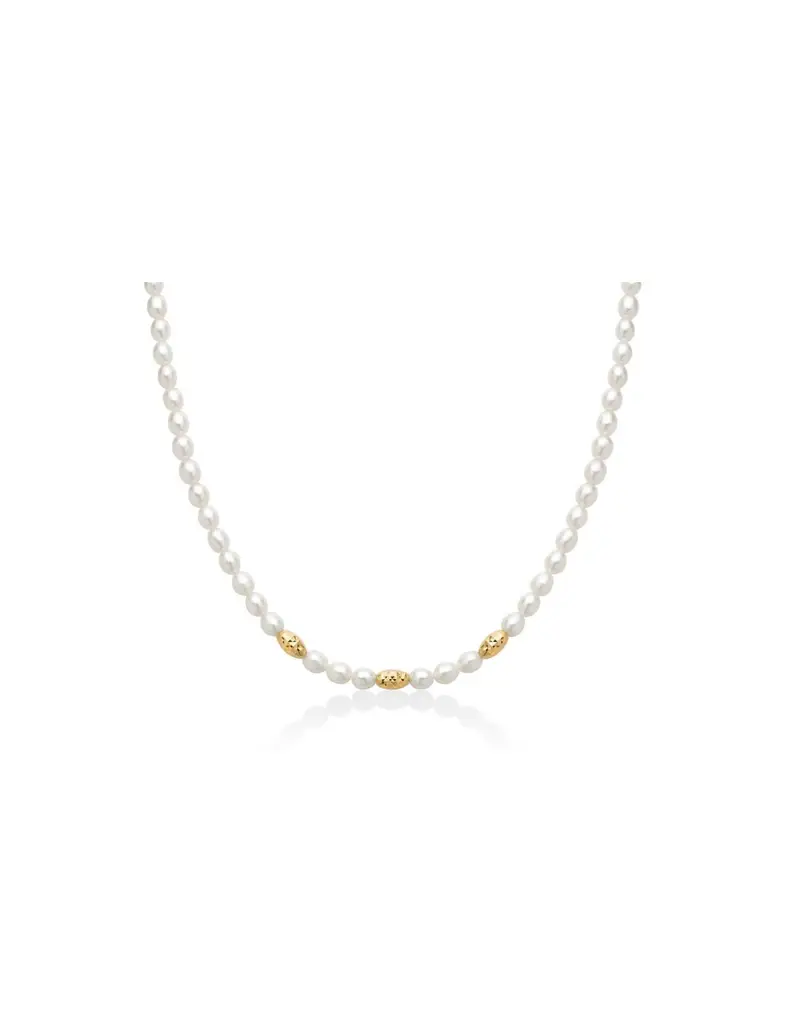 Collana MILUNA in argento 925 con pepite di perle ed elementi in argento dorato PCL6653G