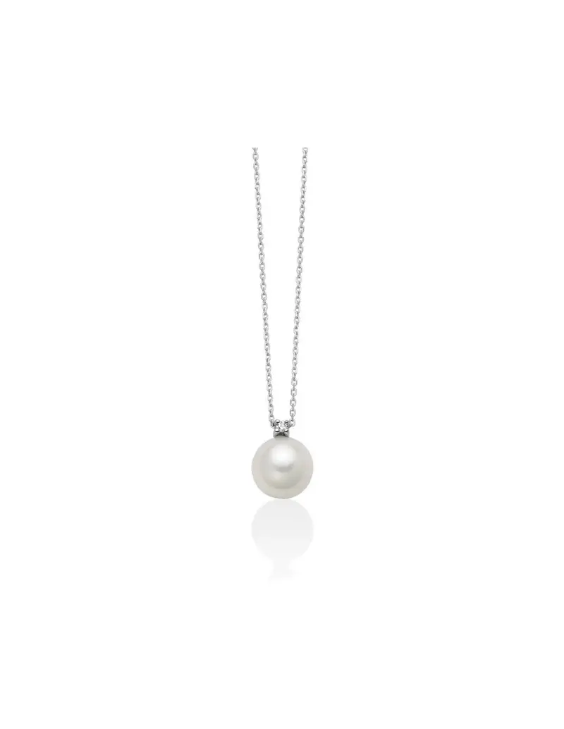 Collana MILUNA in oro bianco 9Kt con perla e diamante PCL6531X