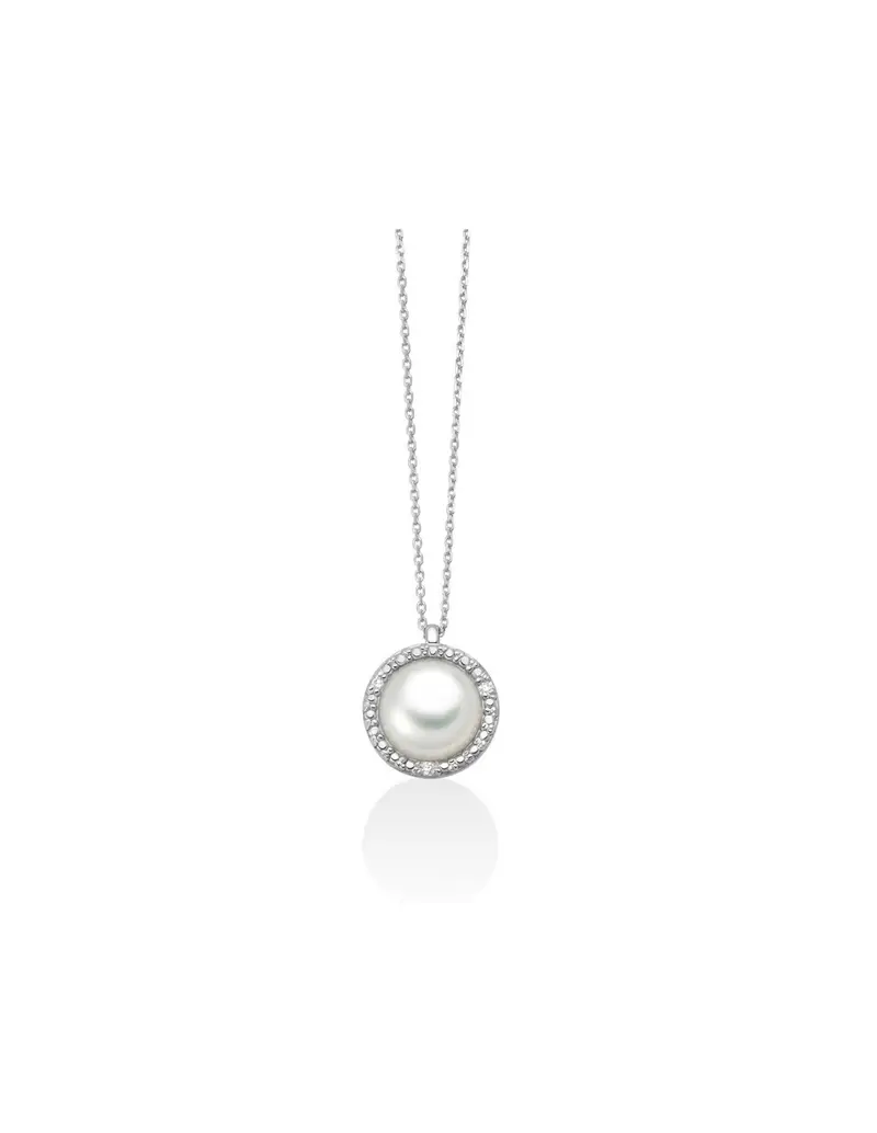 Collana MILUNA in oro bianco 9Kt con perla e diamanti PCL6742X