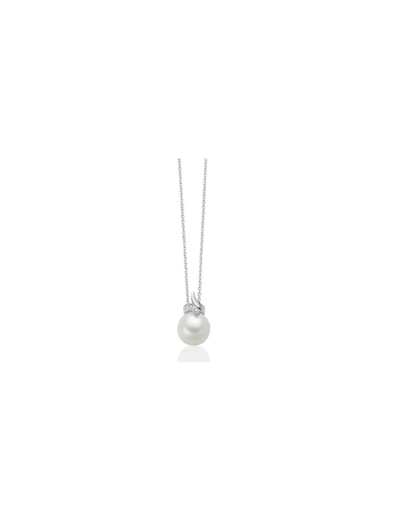 Collana MILUNA in oro bianco 9Kt con perla e diamanti PCL6760X