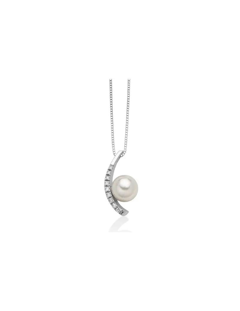 Collana MILUNA oro bianco 18kt con perla Akoya e diamanti PCL6255