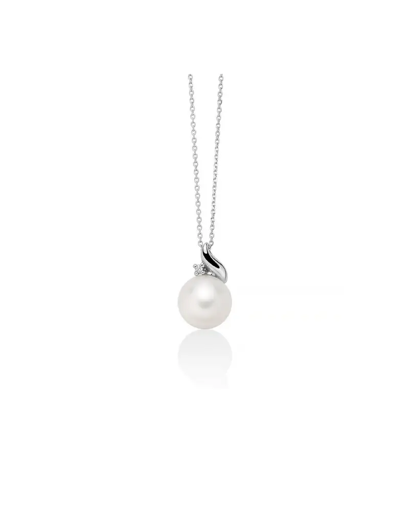 Collana MILUNA PCL6556 in oro bianco 18Kt con perla e diamanti