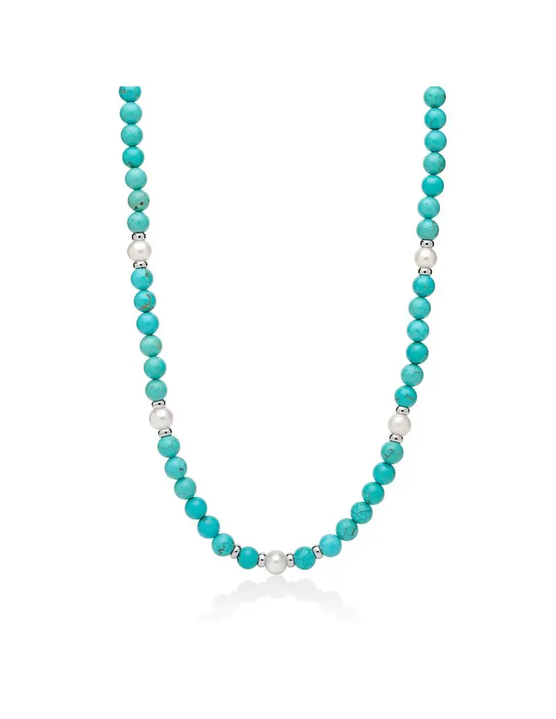 Collana MILUNA Terra e Mare in argento 925 con perle ed aulite turchese PCL6561