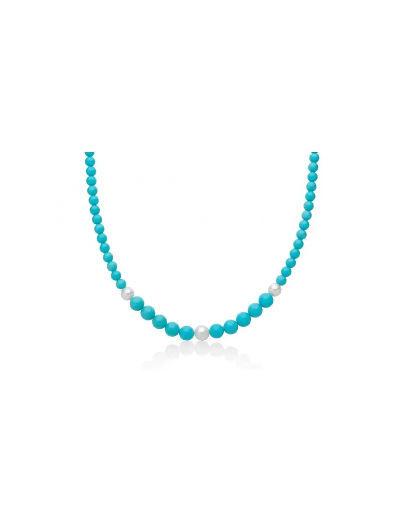 Collana MILUNA Terra e Mare in argento 925 con perle ed elementi in turchese PCL6695