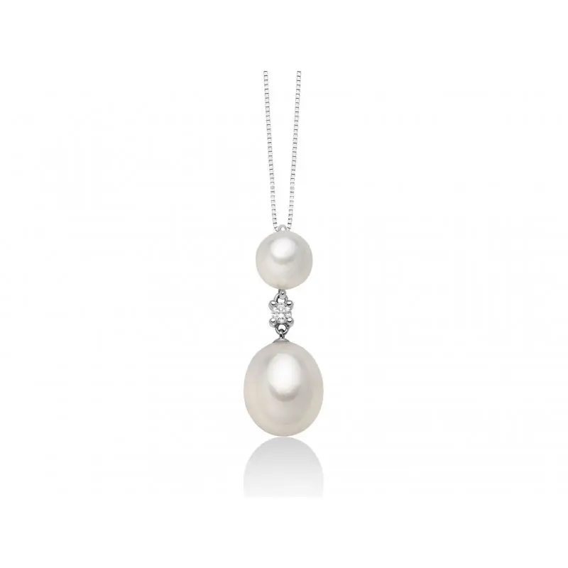 Collier Di Perle E Dia - Collier - Miluna