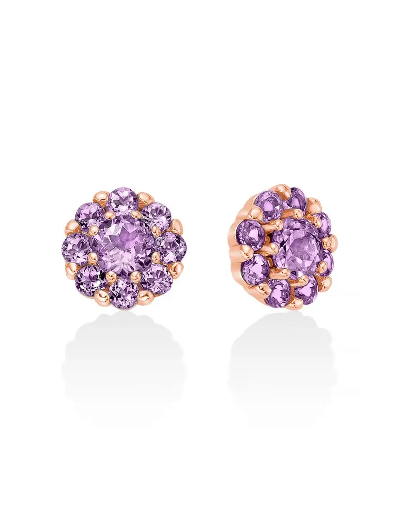 Orecchini MILUNA in argento 925 placcato oro rosa con ametista taglio brillante ERD2925