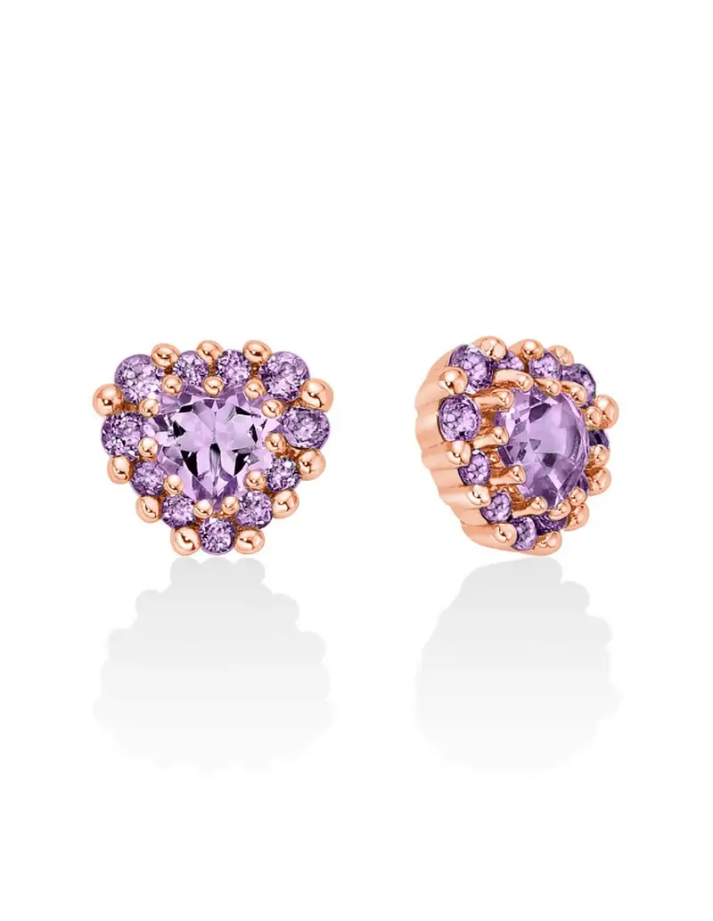 Orecchini MILUNA in argento 925 placcato oro rosa con ametista taglio cuore ERD2937