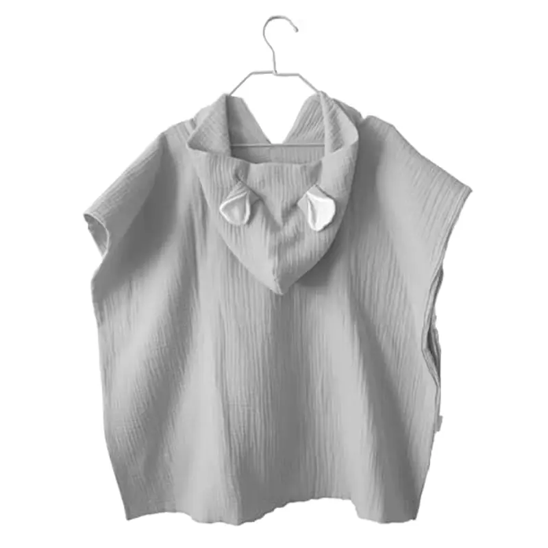 MIMUSELINA Poncho Asciugamano per Bambini – Accappatoio Neonato in Mussola – Poncho Leggero e Assorbente, Asciugatura Rapida – Poncho Mare Bambino (Grigio)