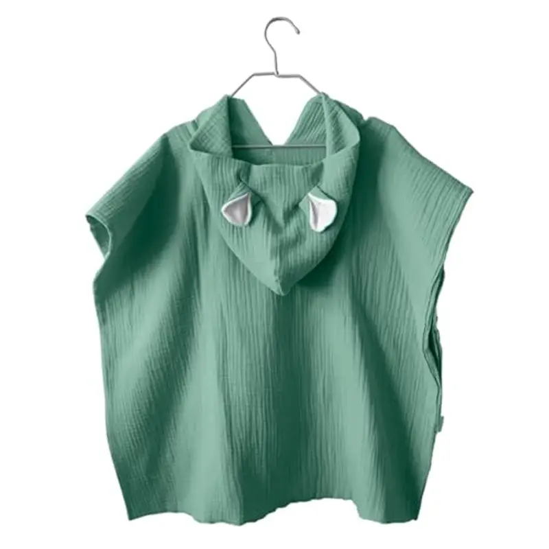 MIMUSELINA Poncho Asciugamano per Bambini – Accappatoio Neonato in Mussola – Poncho Leggero e Assorbente, Asciugatura Rapida – Poncho Mare Bambino (Menta)