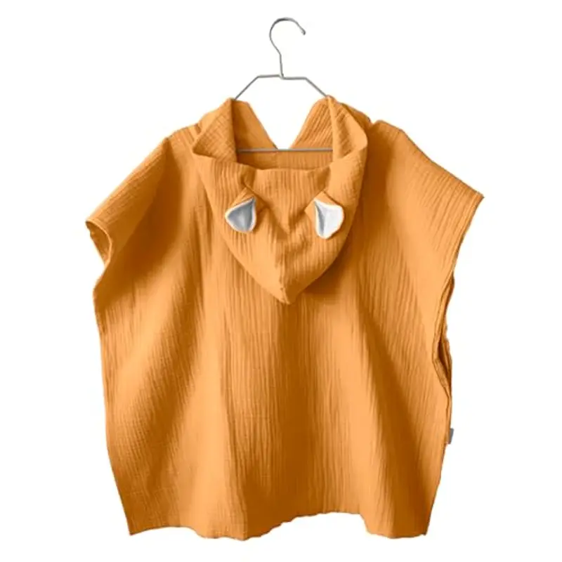 MIMUSELINA Poncho Asciugamano per Bambini – Accappatoio Neonato in Mussola – Poncho Leggero e Assorbente, Asciugatura Rapida – Poncho Mare Bambino (Mostarda)