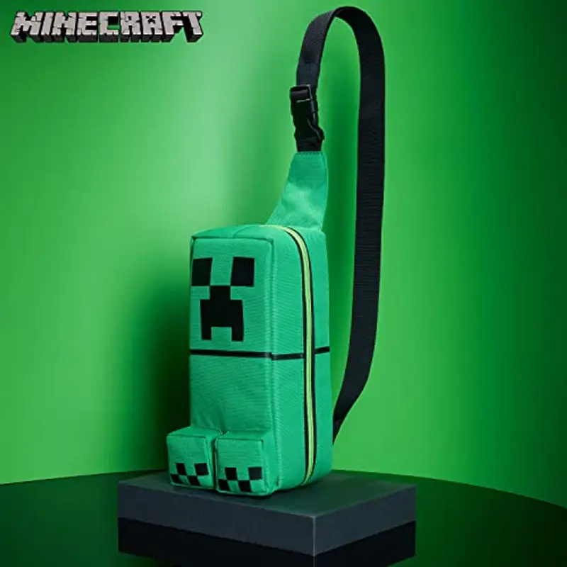 MINECRAFT Borsa Tracolla Bambino Borsa Ragazzo con Tracolla Regolabile per Viaggio Telefono Denaro Regalo per Gamer (Verde) miniatura 2