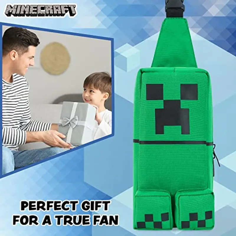 MINECRAFT Borsa Tracolla Bambino Borsa Ragazzo con Tracolla Regolabile per Viaggio Telefono Denaro Regalo per Gamer (Verde) miniatura 3