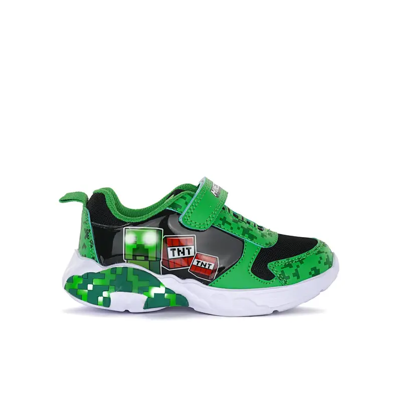 Sneakers verdi bambino stampa cartoon Minecraft con luci
