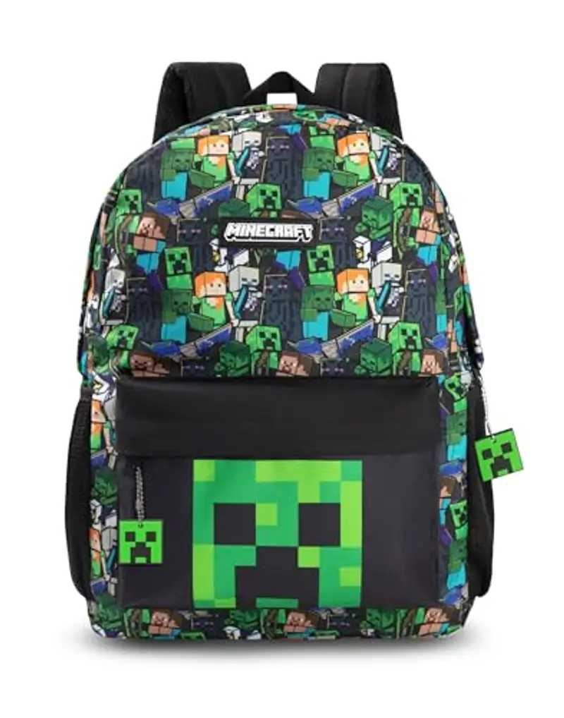 MINECRAFT Zaino multicolore Steve & Creeper | Borsa con cerniera e stampa grafica per il ritorno a scuola | Bambini che