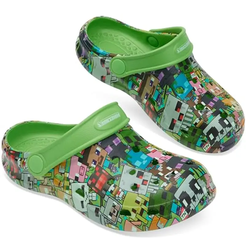 MINECRAFT Zoccoli Bambino con o Senza Ciondoli Scivolare Ciabatte Bambina Giardino Piscina Creeper Regalo Bambini