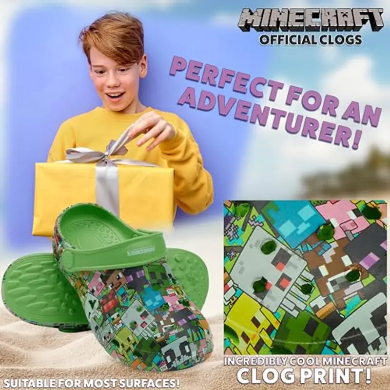 MINECRAFT Zoccoli Bambino con o Senza Ciondoli Scivolare Ciabatte Bambina Giardino Piscina Creeper Regalo Bambini miniatura 3