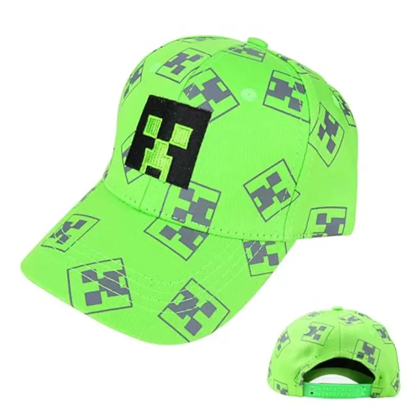 Miner Cappello Baseball Bambini, Creeper Cappellino Baseball Regolabile Bambino, Cappellino Baseball Estivo Bambini,