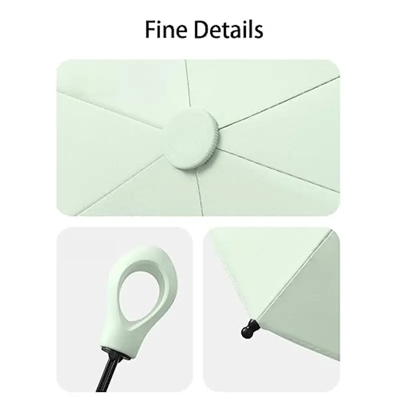 Mini ombrello da viaggio con manico ad anello, strato di rivestimento in tessuto, anti UPF 50, protezione UV 99, 9% miniatura 3