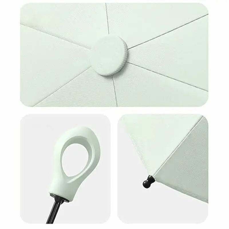 Mini ombrello da viaggio con manico ad anello, strato di rivestimento in tessuto, anti UPF 50, protezione UV 99, 9%, compatto e pieghevole, leggero, piccolo zaino portatile, pioggia, sole, uomo, donna miniatura 3