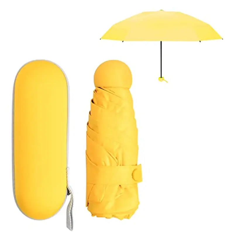 Mini Ombrello Pieghevole per Donna Uomo Bambino, Ombrello da Viaggio Piccolo Tascabile, 6 Costole Ombrellos con