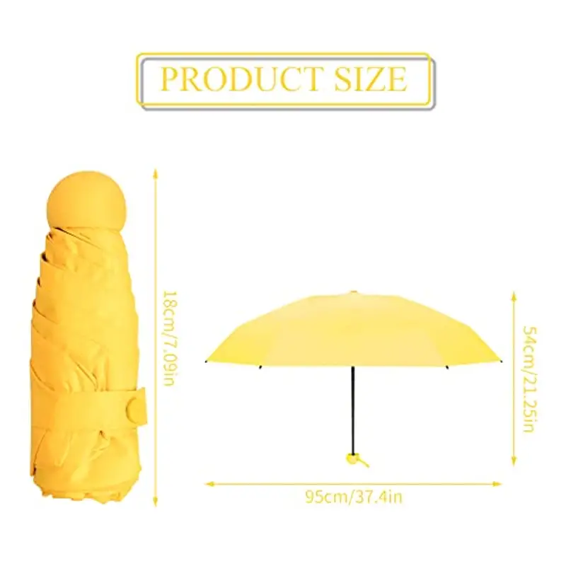 Mini Ombrello Pieghevole per Donna Uomo Bambino, Ombrello da Viaggio Piccolo Tascabile, 6 Costole Ombrellos con miniatura 2