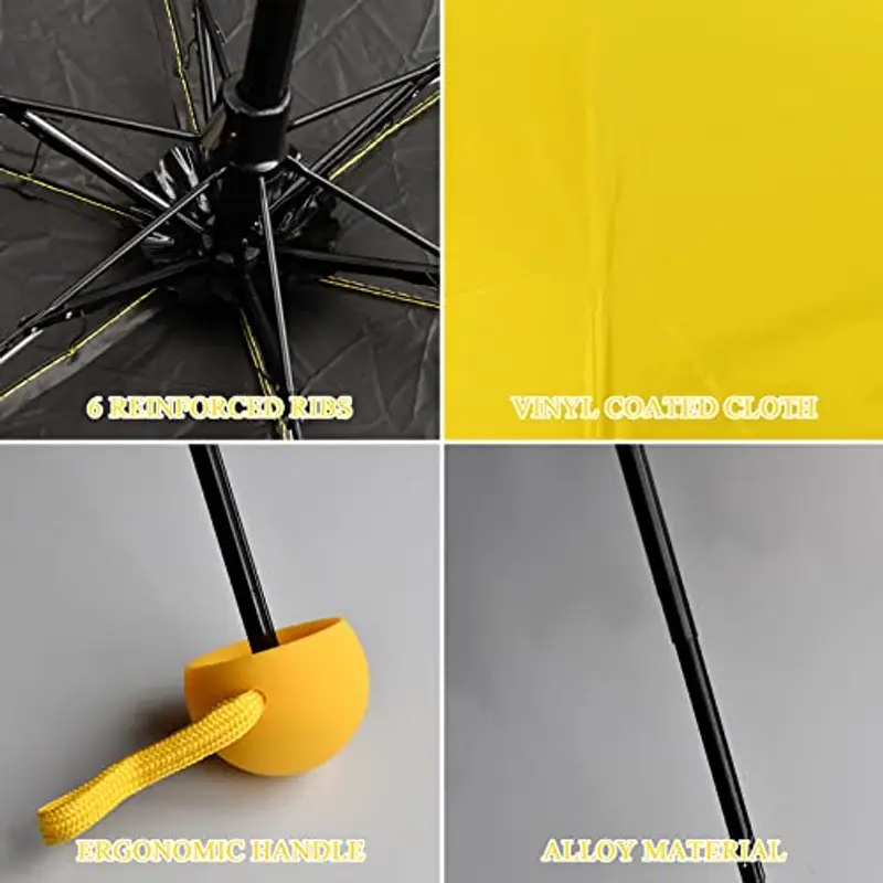 Mini Ombrello Pieghevole per Donna Uomo Bambino, Ombrello da Viaggio Piccolo Tascabile, 6 Costole Ombrellos con miniatura 3