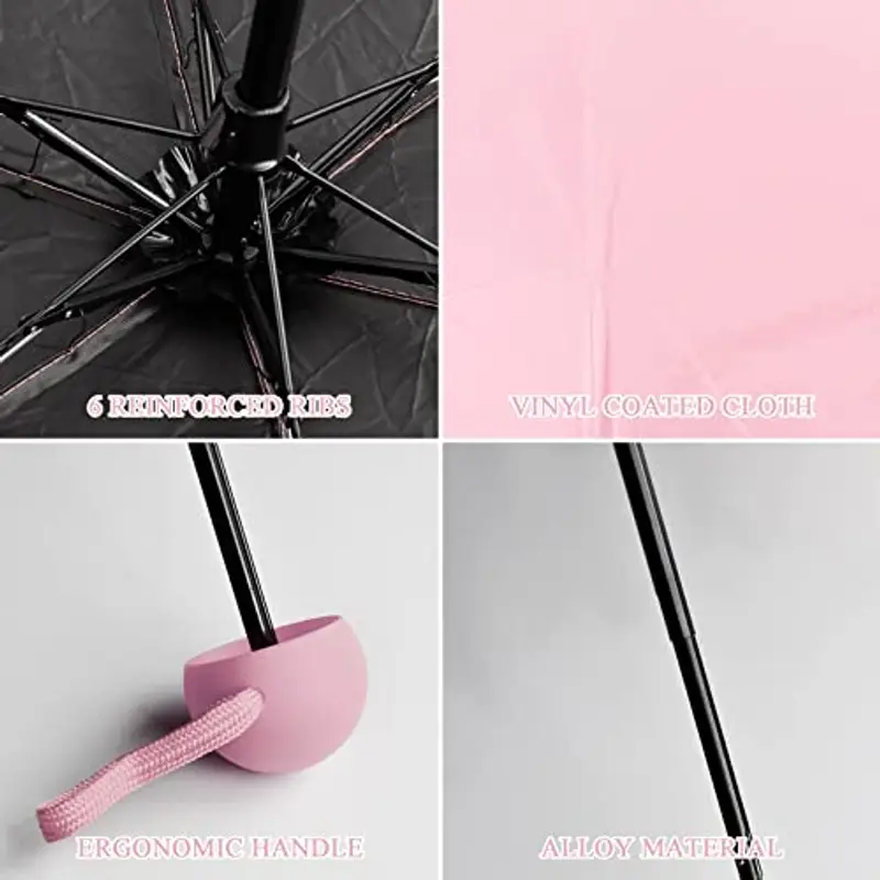 Mini Ombrello Pieghevole per Donna Uomo Bambino, Ombrello da Viaggio Piccolo Tascabile, 6 Costole Ombrellos con miniatura 3
