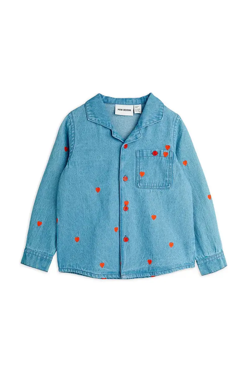 camicia di cotone per bambini Mini hearts colore blu 2562011960