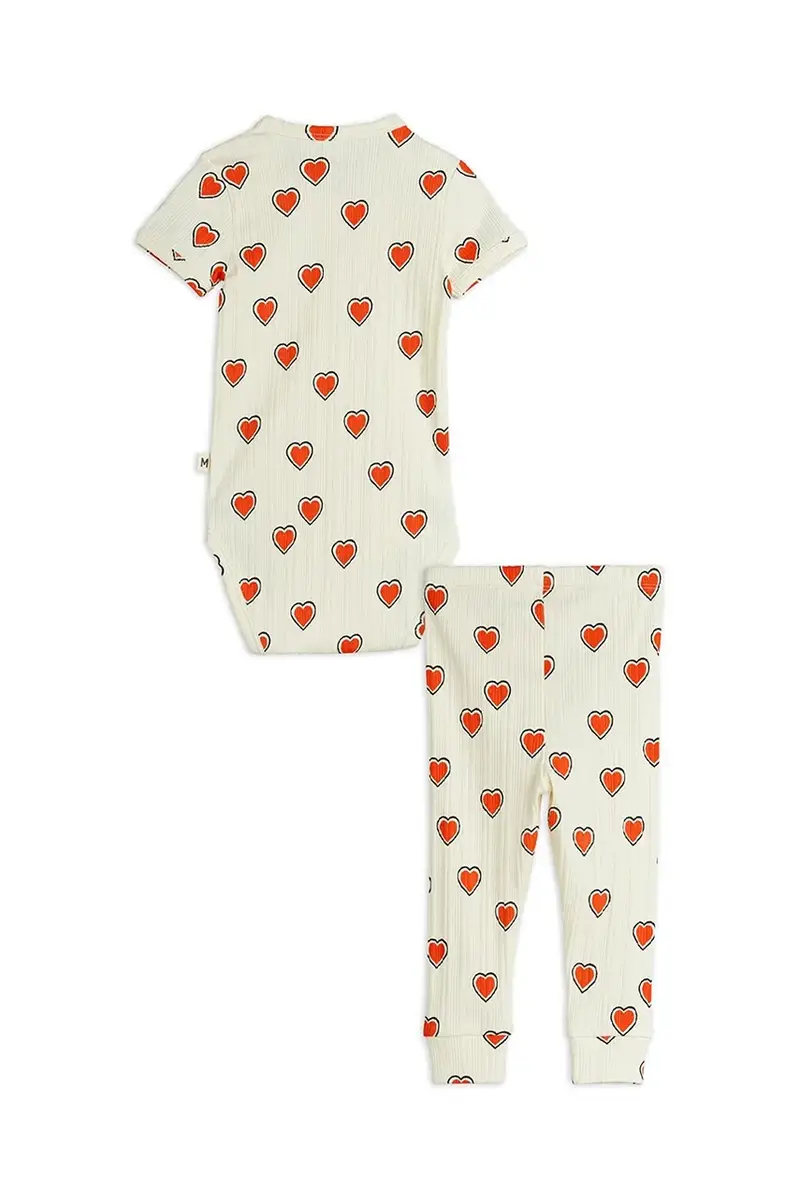 completo in cotone neonato/a Outlined hearts colore beige 2564010111 miniatura 2