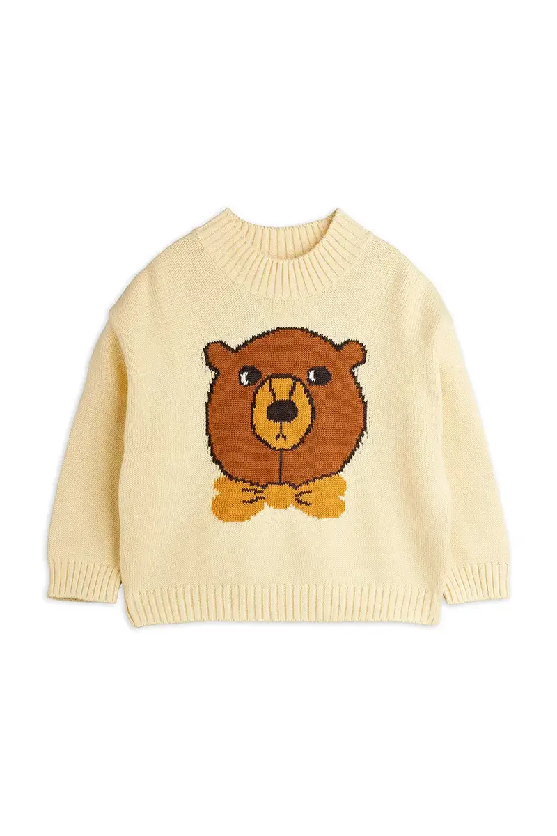 felpa in cotone bambino/a Bear colore beige con applicazione 25720121 miniatura 2