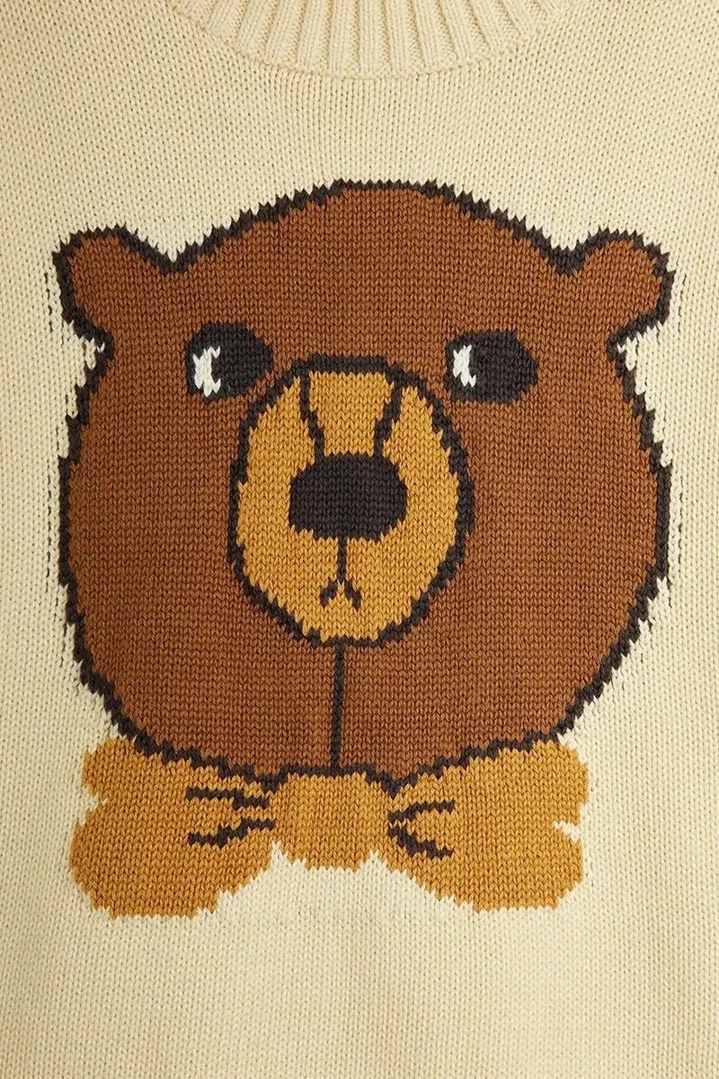 felpa in cotone bambino/a Bear colore beige con applicazione 25720121 miniatura 4