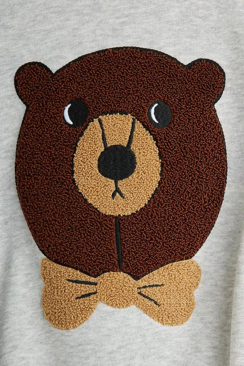 felpa in cotone bambino/a Bear colore grigio con applicazione 25720108 miniatura 4
