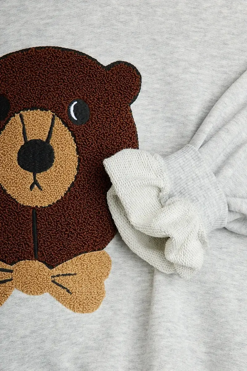 felpa in cotone bambino/a Bear colore grigio con applicazione 25720108 miniatura 5