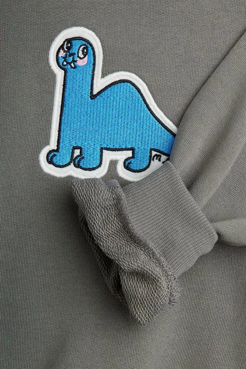 felpa in cotone bambino/a Dino colore grigio con applicazione 25720130 miniatura 4