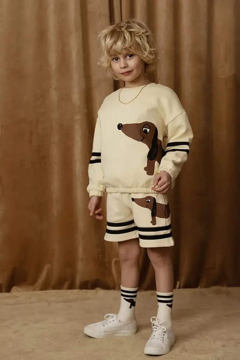 felpa in cotone bambino/a Dog colore beige 2512013513