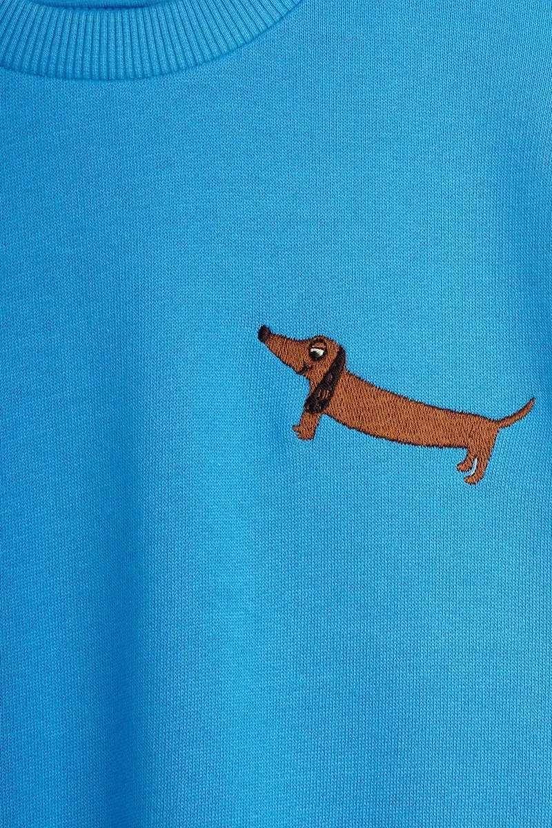 felpa in cotone bambino/a Dog colore blu con applicazione 11000311 miniatura 4