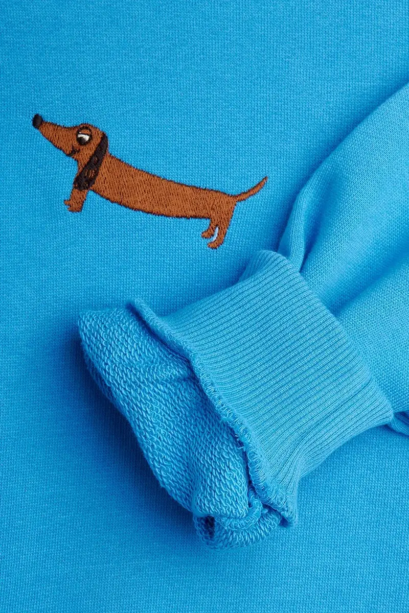 felpa in cotone bambino/a Dog colore blu con applicazione 11000311 miniatura 5