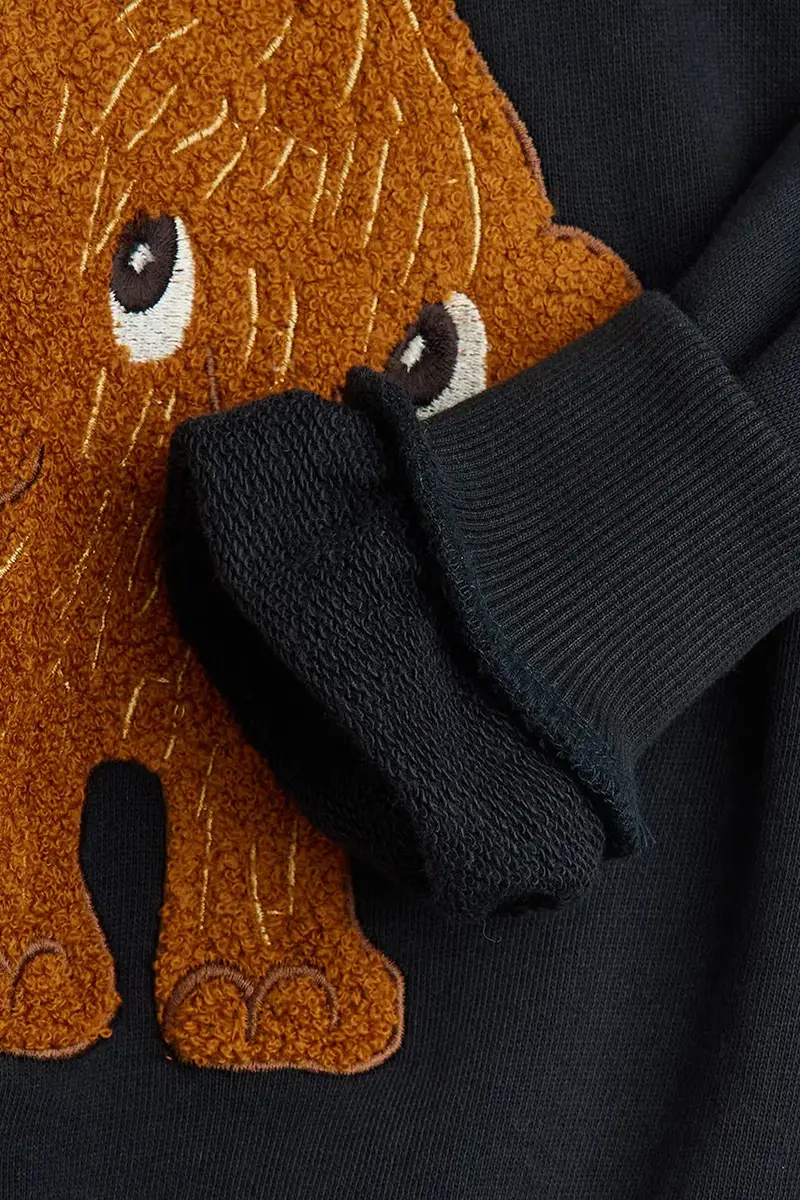 felpa in cotone bambino/a Mammoth colore nero con applicazione 25720147 miniatura 5